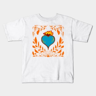 Blue Sacred Heart Sacred Symbols Kids T-Shirt